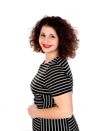 Streepjes jurk bij plussize model