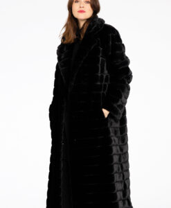 Mantel streep faux fur