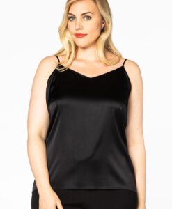 Yoek Singlet spaghetti SILK | Zwart | Maat 58/60