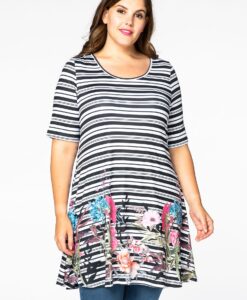 Yoek Tuniek wide bot stripe/flower | Multi | Maat 54/56