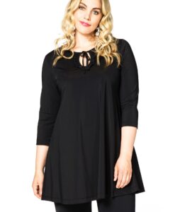 Yoek Tunic wide bot frill COCO | Zwart | Maat 58/60