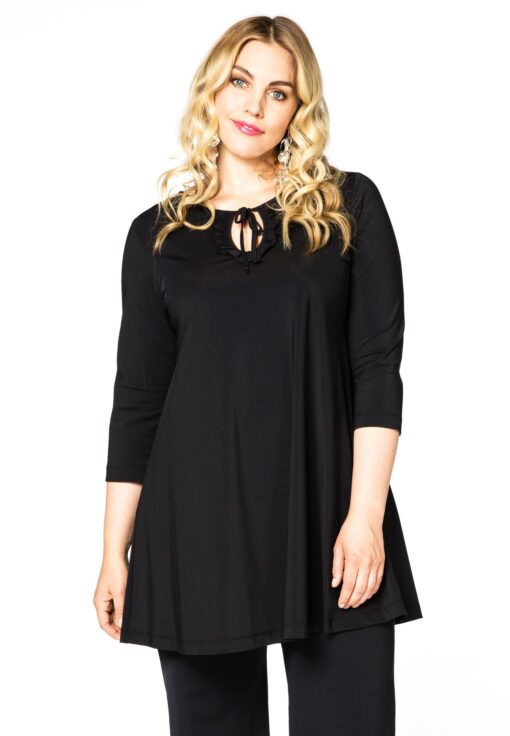 Yoek Tunic wide bot frill COCO | Zwart | Maat 58/60