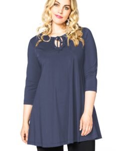 Yoek Tunic wide bot frill COCO | Blauw | Maat 58/60