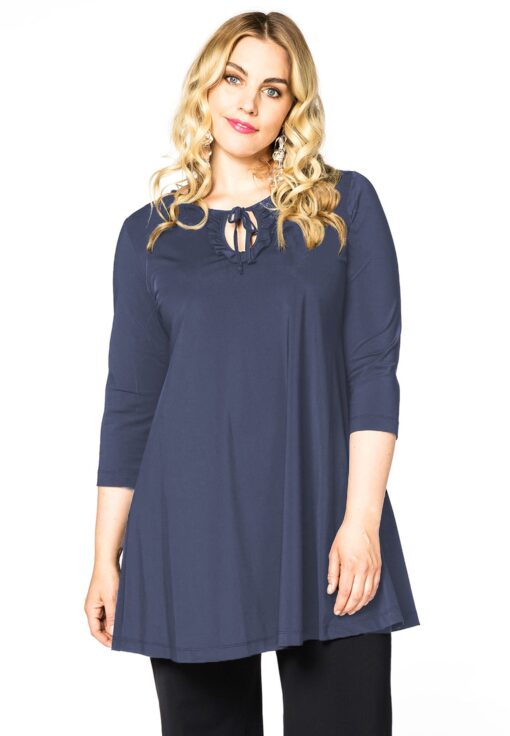 Yoek Tunic wide bot frill COCO | Blauw | Maat 58/60