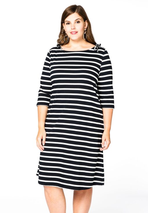 Yoek Jurk met strikjes | Blauw | Maat 54/56