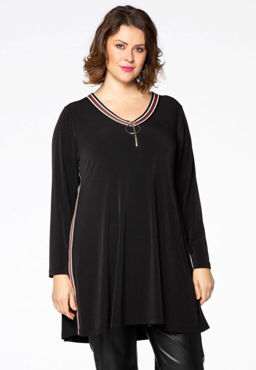 Yoek Tuniek rits wide bottom | Zwart | Maat 54/56