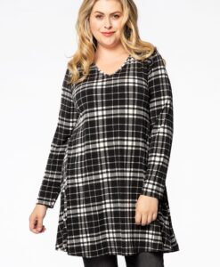 Yoek Tunic TARA wide bottom | Zwart | Maat 58/60