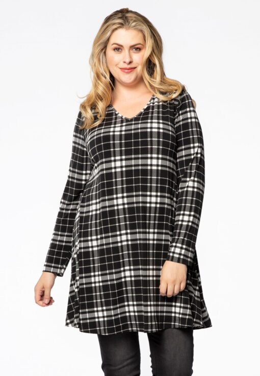 Yoek Tunic TARA wide bottom | Zwart | Maat 58/60
