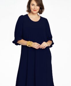 Yoek Jurk met pofmouwen | Blauw | Maat 38/40