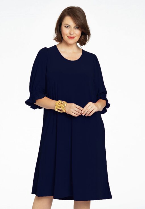 Yoek Jurk met pofmouwen | Blauw | Maat 38/40