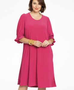 Yoek Jurk met pofmouwen | Roze | Maat 50/52