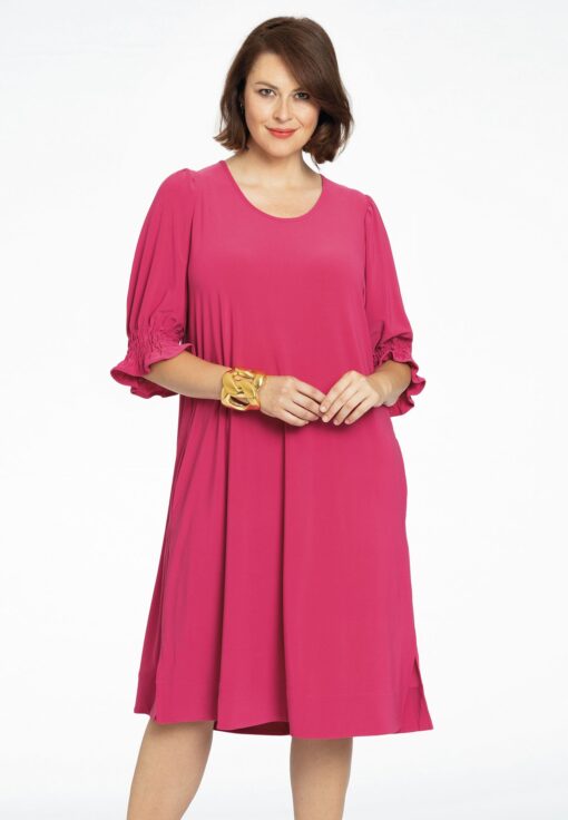 Yoek Jurk met pofmouwen | Roze | Maat 50/52