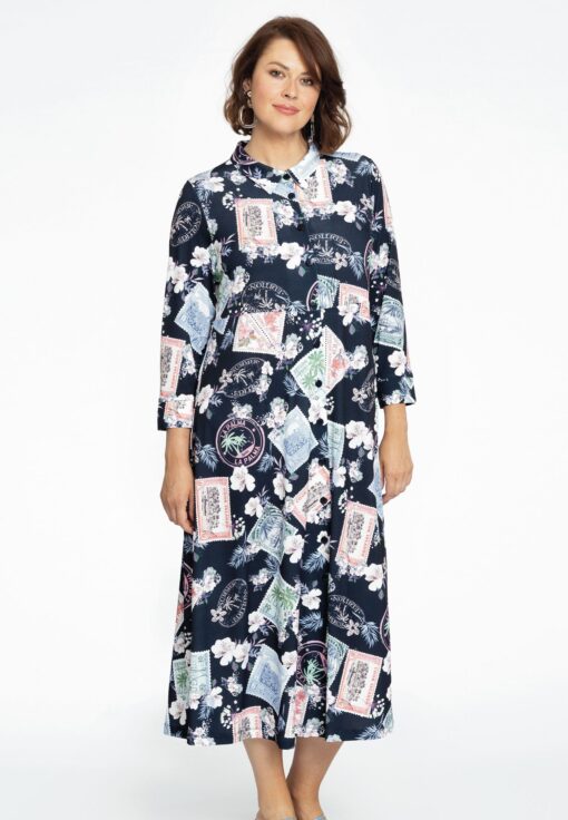 Yoek Blouse-jurk STAMPS | Blauw | Maat 58/60