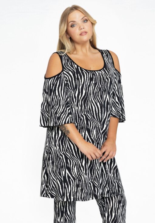 Yoek Tuniek cold shoulder | Zwart | Maat 58/60