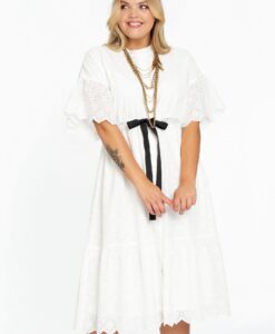 Yoek Jurk broderie anglaise | Wit | Maat 58/60