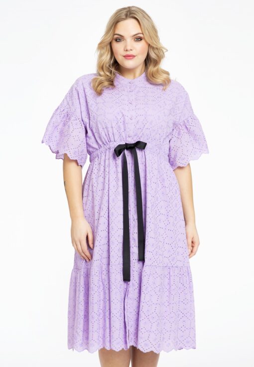 Yoek Jurk broderie anglaise | Licht Paars | Maat 58/60