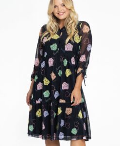 Yoek Jurk met ruches BEAUTY | Zwart | Maat 58/60