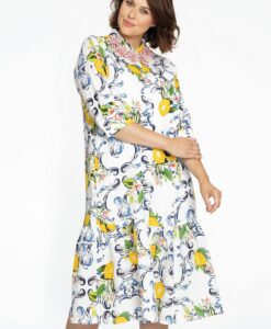 Yoek Jurk met ruches LEMON | Wit | Maat 58/60