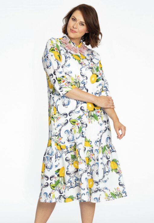 Yoek Jurk met ruches LEMON | Wit | Maat 58/60