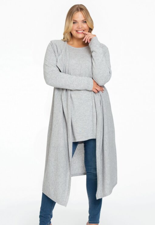 Yoek Vest met gedrapeerde hals cashmere | Licht Grijs | Maat 54/56