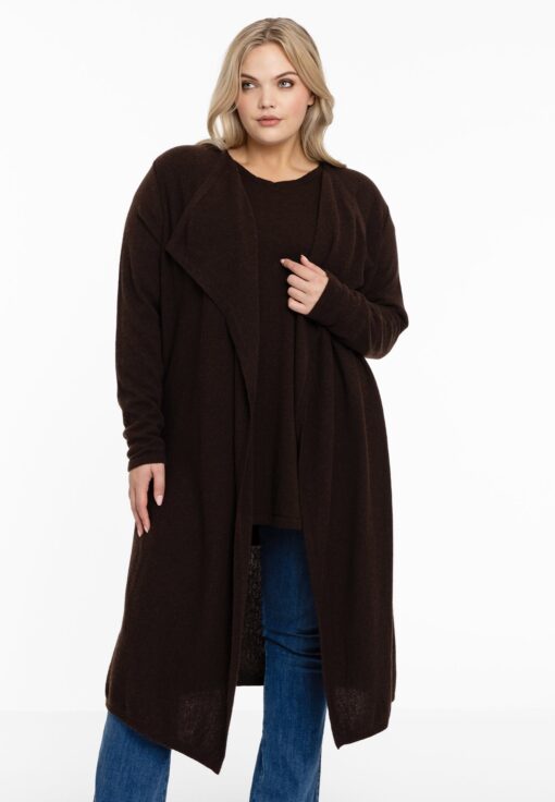 Yoek Vest met gedrapeerde hals cashmere | Bruin | Maat 54/56