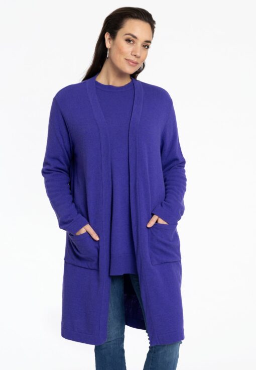 Yoek Cardigan lang Wolmix | Paars | Maat 54/56