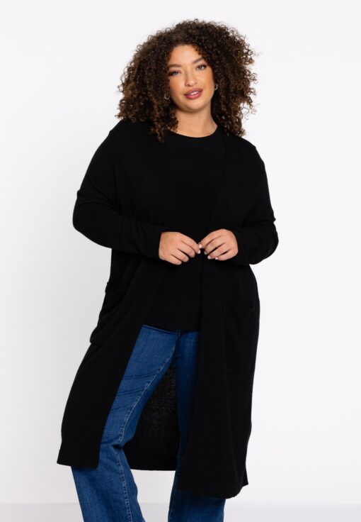 Yoek Cardigan lang Wolmix | Zwart | Maat 54/56