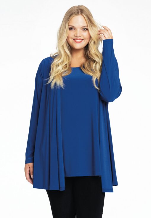 Yoek Cardigan met plooien | Indigo | Maat 58/60