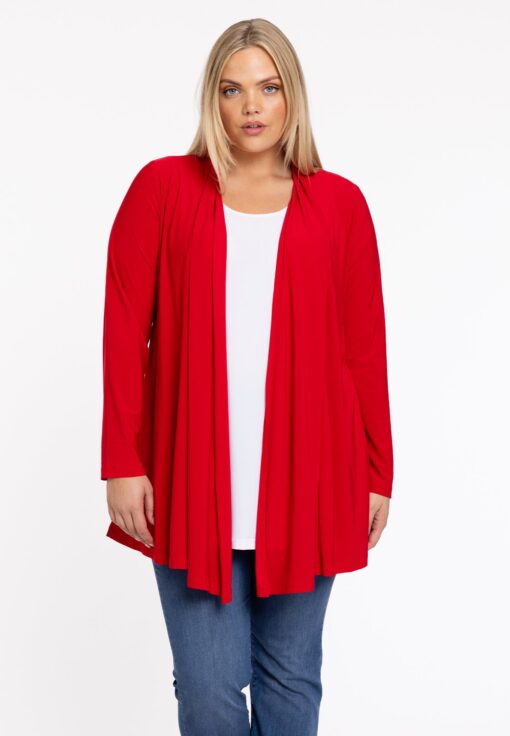 Yoek Cardigan met plooien | Rood | Maat 58/60