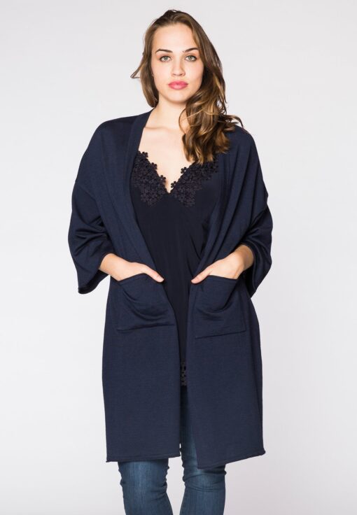 Yoek Kimono-Vest met zakken | Blauw | Maat 58/60