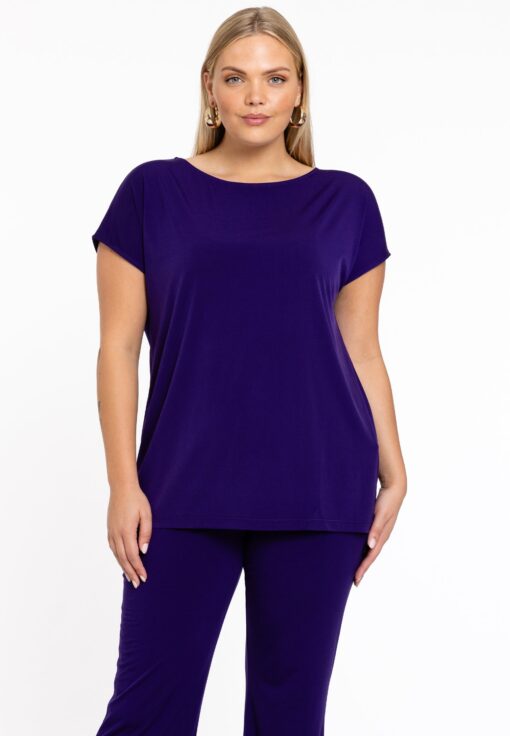Yoek T-shirt kapmouwen | Paars | Maat 46/48