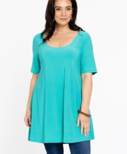 Yoek Tuniek met diepe halslijn | Turquoise | Maat 58/60