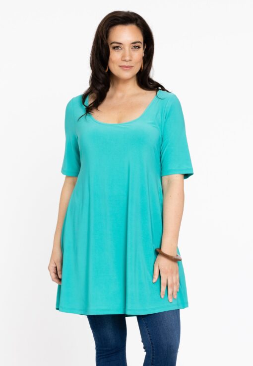 Yoek Tuniek met diepe halslijn | Turquoise | Maat 58/60