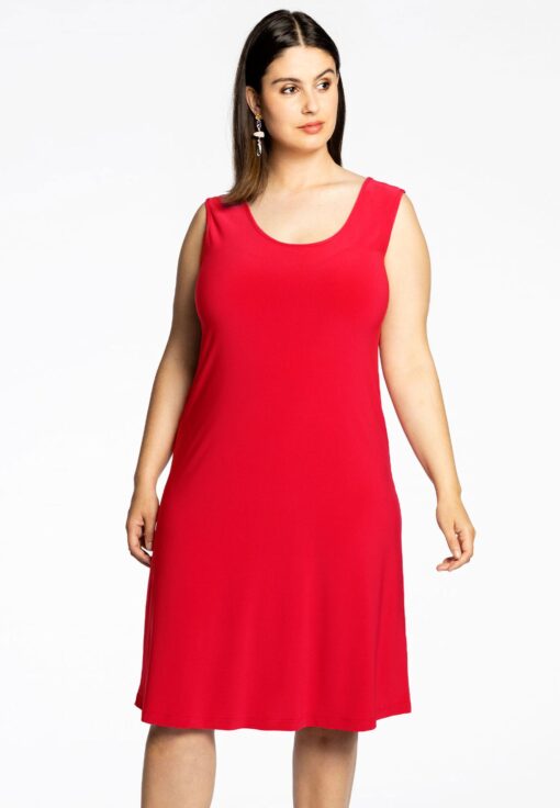Yoek Jurk mouwloos wijd | Rood | Maat 58/60