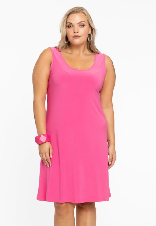 Yoek Jurk mouwloos wijd | Roze | Maat 58/60