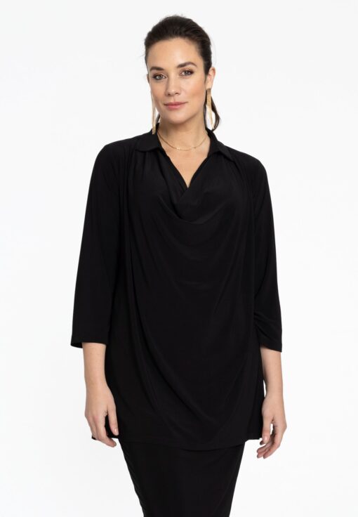 Yoek Tuniek flare waterfall | Zwart | Maat 38/40