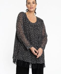 Yoek Tuniek met kant LEONA | Grijs | Maat 46/48