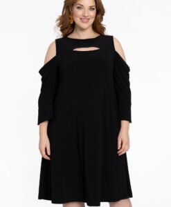 Yoek Jurk met cut-out | Zwart | Maat 58/60
