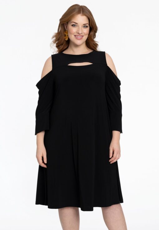 Yoek Jurk met cut-out | Zwart | Maat 58/60
