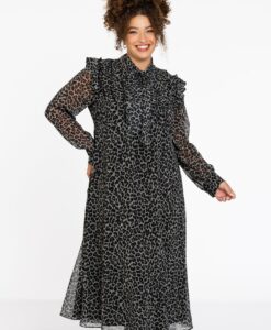 Yoek Jurk met strik LEONA | Grijs | Maat 54/56