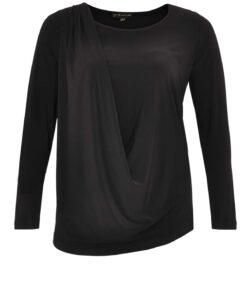 Yoek Shirt met drapering | Zwart | Maat XL