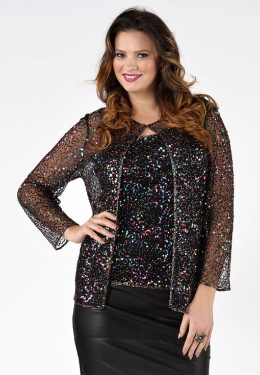 Yoek Twinset met pailletten | Multi | Maat 52