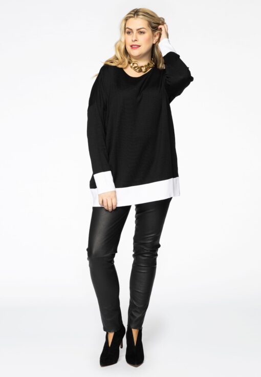 Yoek Leren legging full stretch | Zwart | Maat 56