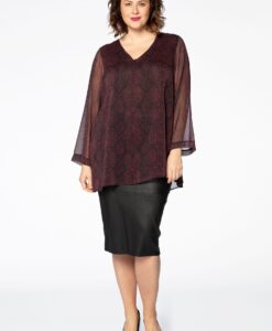 Yoek Leren stretch rok | Zwart | Maat 54