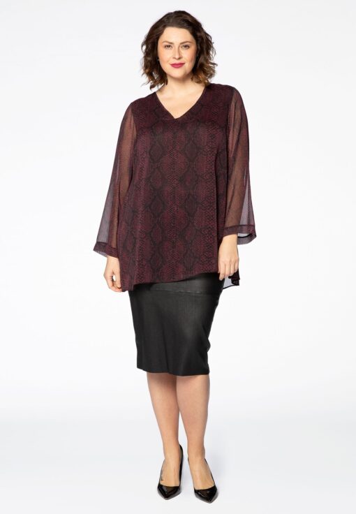 Yoek Leren stretch rok | Zwart | Maat 54