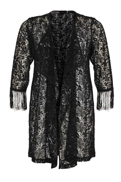 Yoek Cardi-jacket | Zwart | Maat Plus