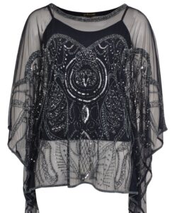 Yoek Tunic square embroidery | Blauw | Maat L