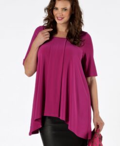 Yoek Shirt wide pointy sh sl | Roze | Maat Plus