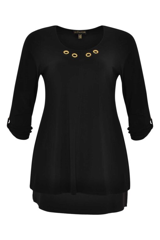 Yoek Shirt turn-up sleeves | Zwart | Maat XXL