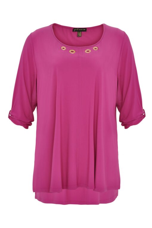Yoek Shirt turn-up sleeves | Roze | Maat Plus